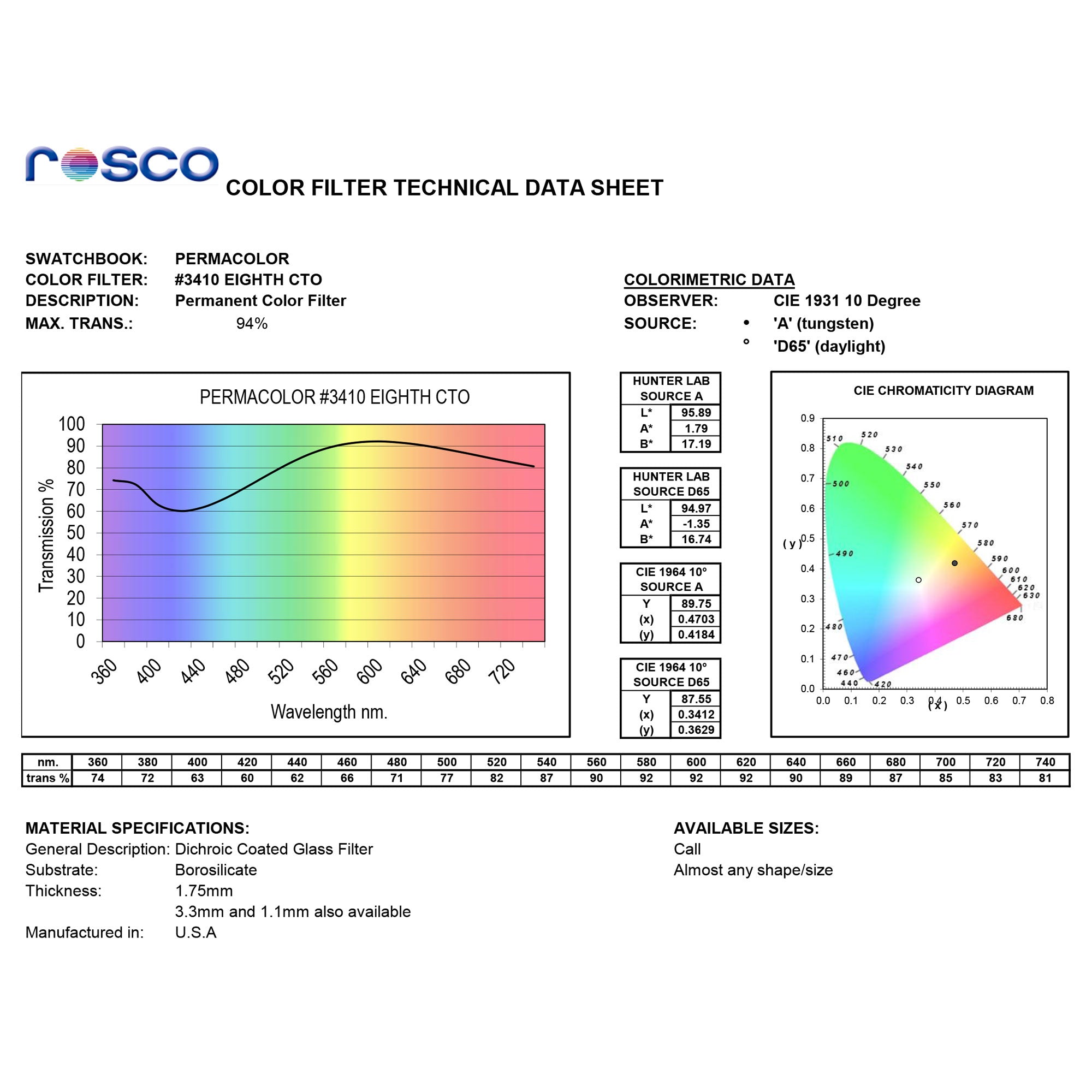 Rosco #3410 Roscolux Cinegel Filter Gel Roscosun 1/8 CTO (24" x 25' Roll)