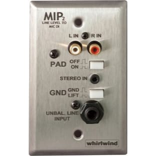 Whirlwind MIP2S 1 Gang Media Input Plate with 3.5mm TRS, Dual RCA, 1/4" Speaker (Stainless)