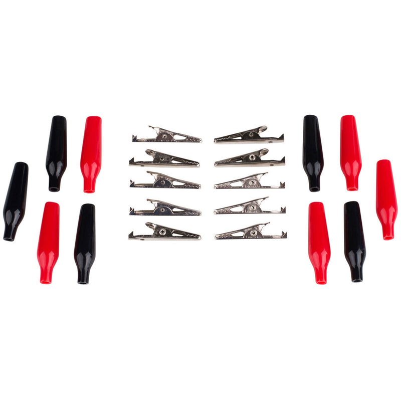 Parts Express 360-156 Fully Insulated Red & Black Alligator Clips (1-3/8", 5 Pair)