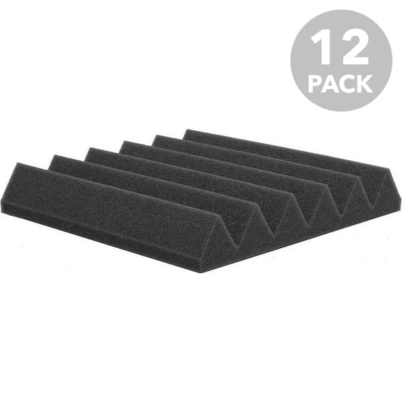 Performance Audio 12" x 12" x 2" Wedge Acoustic Foam Tile (Charcoal, 12 Pack)