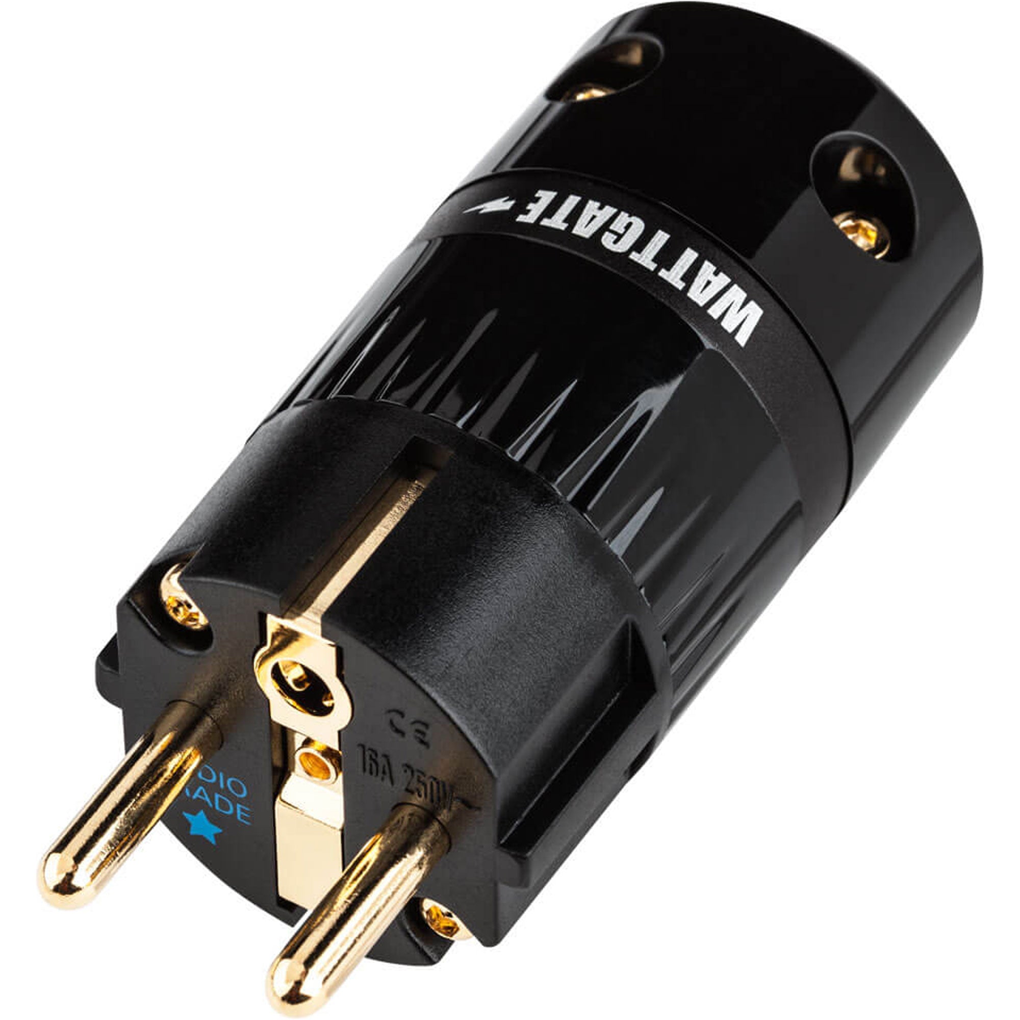 Wattgate 390 AU evo Gold Plated Audio Grade European Schuko AC Power Connector (Glossy Black)
