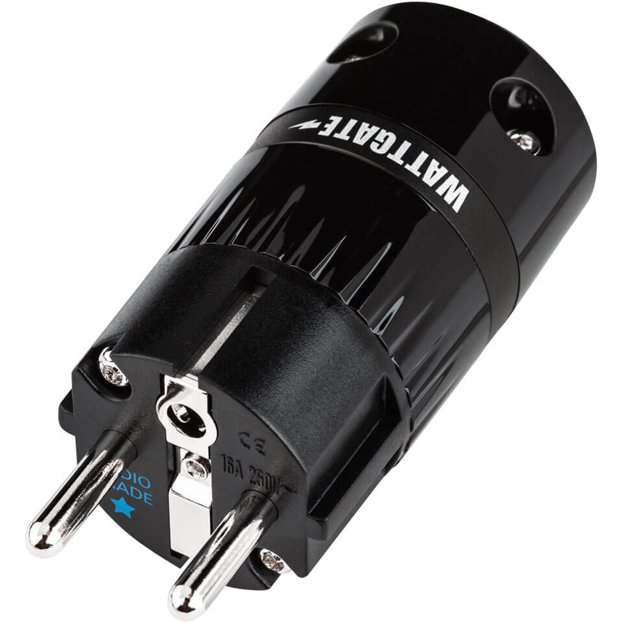 Wattgate 390 RH evo Rhodium Plated Audio Grade European Schuko AC Power Connector (Glossy Black)