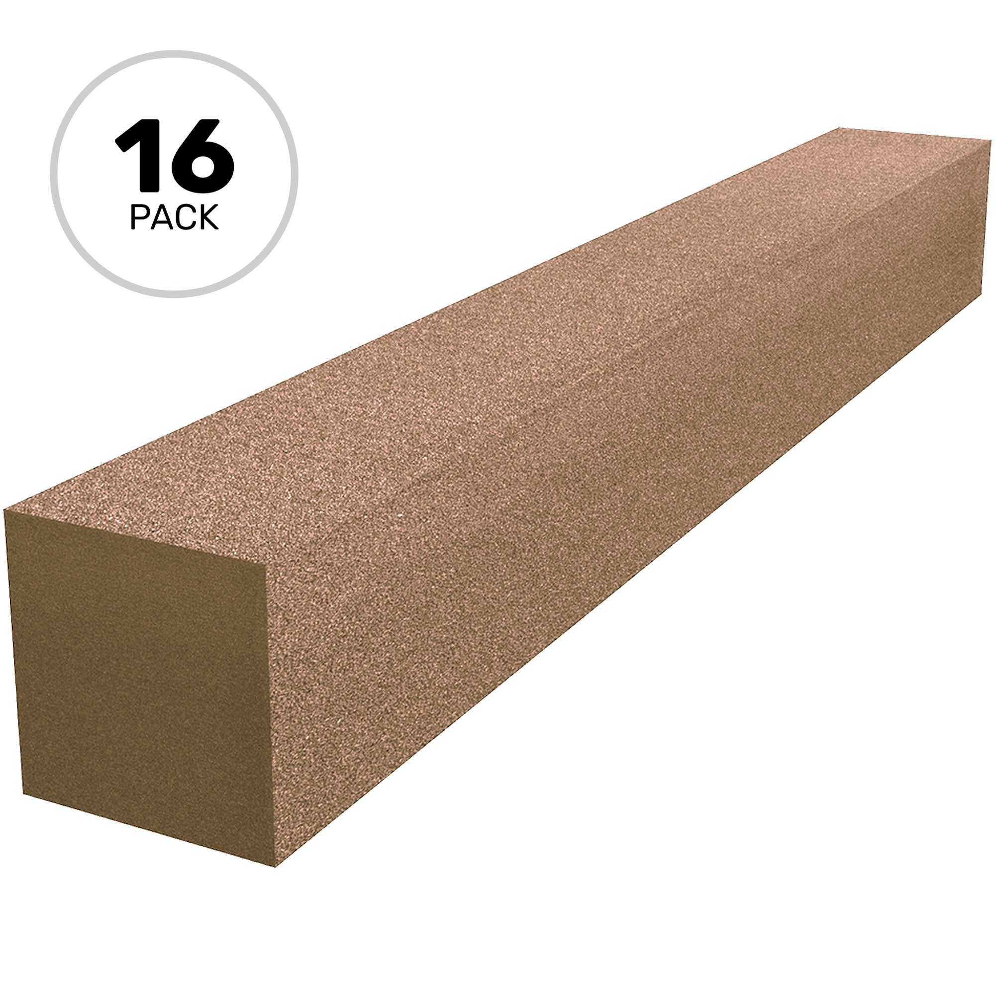 Performance Audio 3" x 3" x 24" Corner Fill Acoustic Foam Block (Brown, 16 Pack)