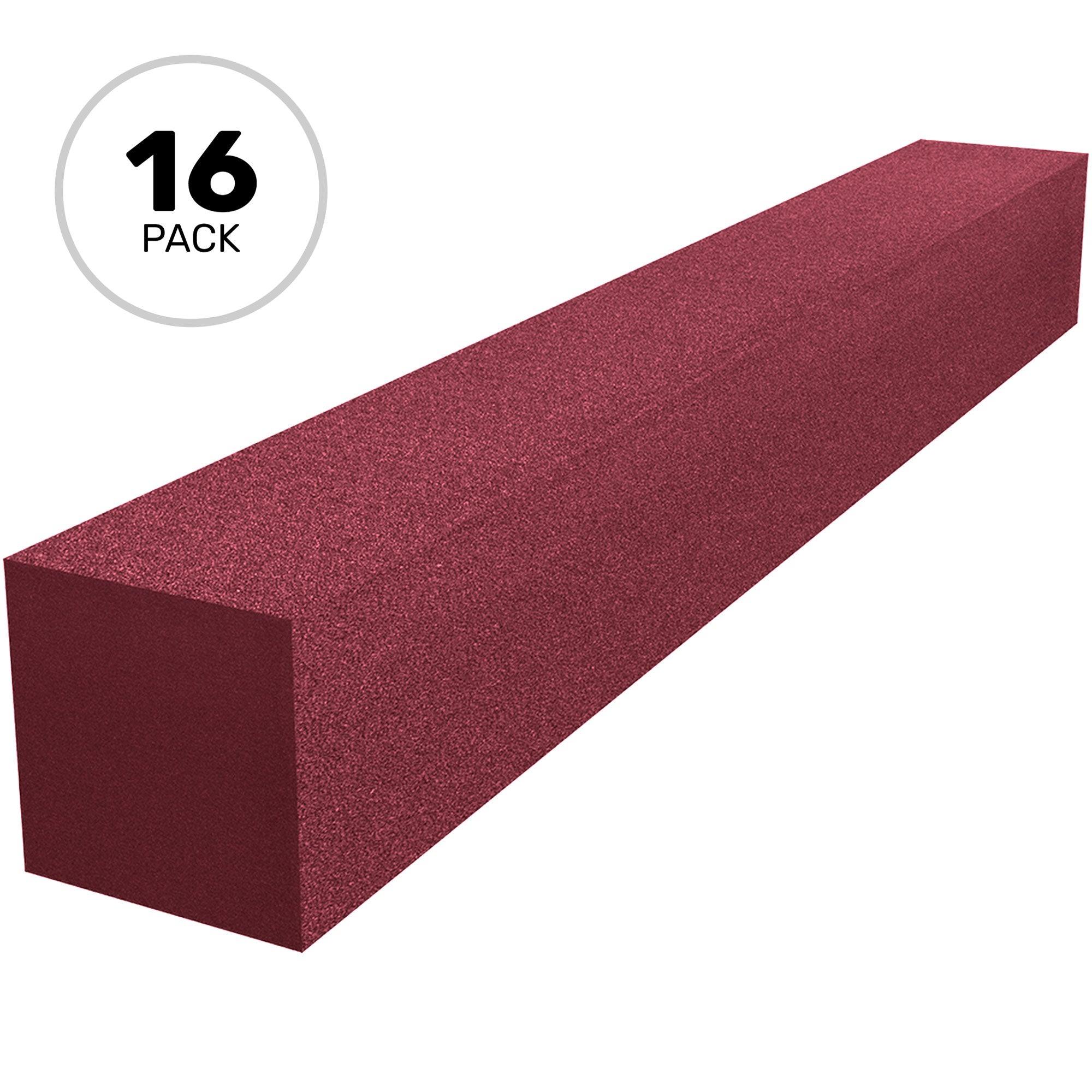 Performance Audio 3" x 3" x 24" Corner Fill Acoustic Foam Block (Burgundy, 16 Pack)