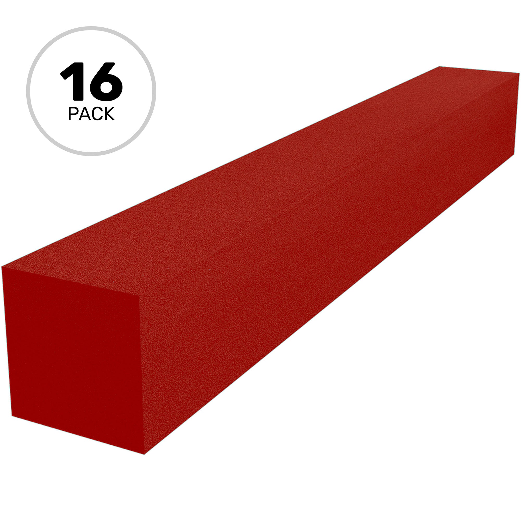 Performance Audio 3" x 3" x 24" Corner Fill Acoustic Foam Block (Red, 16 Pack)
