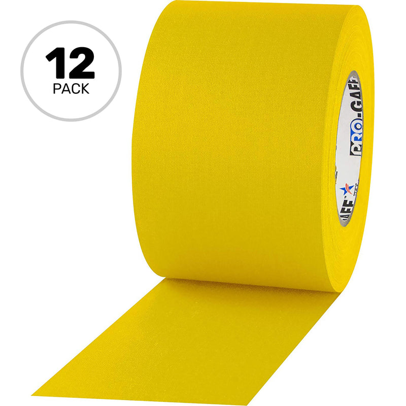 ProTapes Pro Gaff Premium Matte Cloth Gaffers Tape 4" x 55yds (Yellow, Case of 12)