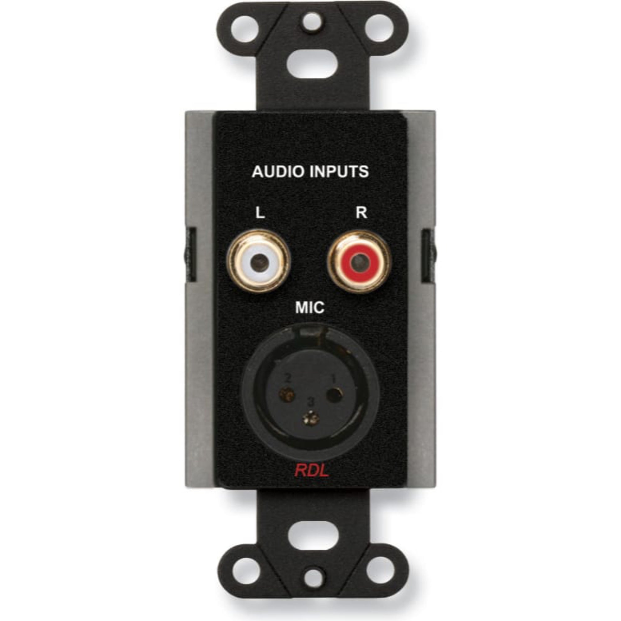RDL DB-J3 Mic/Line XLR & RCA Input Assembly on Decora Plate (Black)