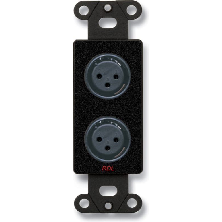 RDL DB-XLR2F Dual XLR 3-Pin Female Jacks on Decora Plate (Black)