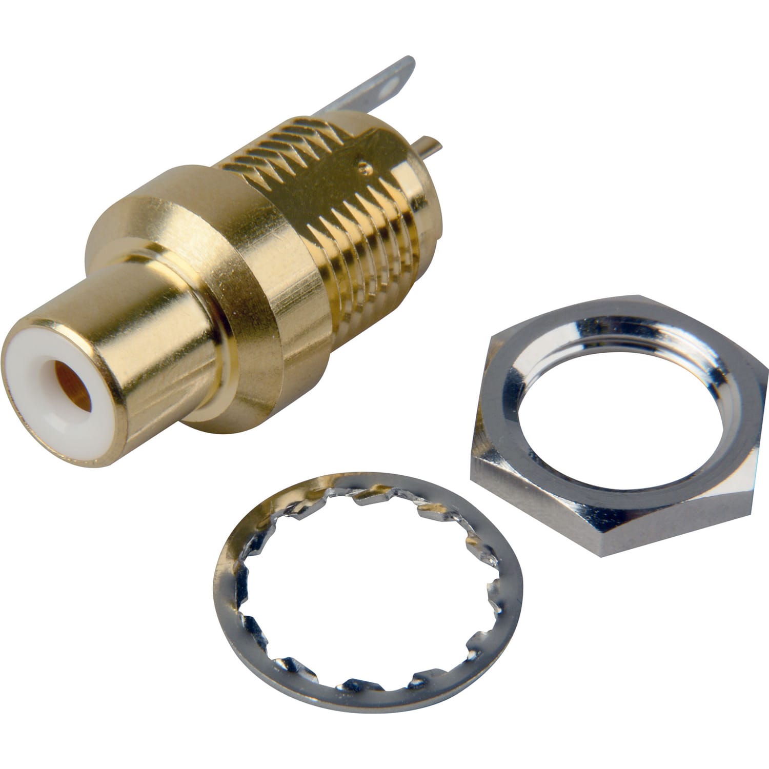 Canare RJ-R 75 Ohm RCA Jack to Solder Bulkhead Connector (White)