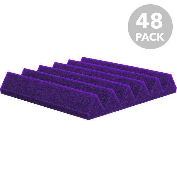 Performance Audio 12" x 12" x 2" Wedge Acoustic Foam Tile (Purple, 48 Pack)