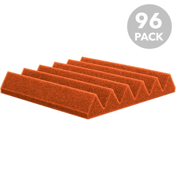 Performance Audio 12" x 12" x 2" Wedge Acoustic Foam Tile (Orange, 96 Pack)