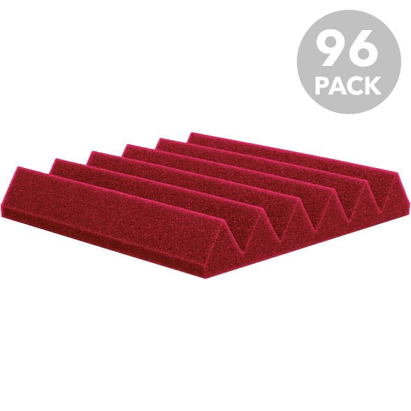 Performance Audio 12" x 12" x 2" Wedge Acoustic Foam Tile (Red, 96 Pack)