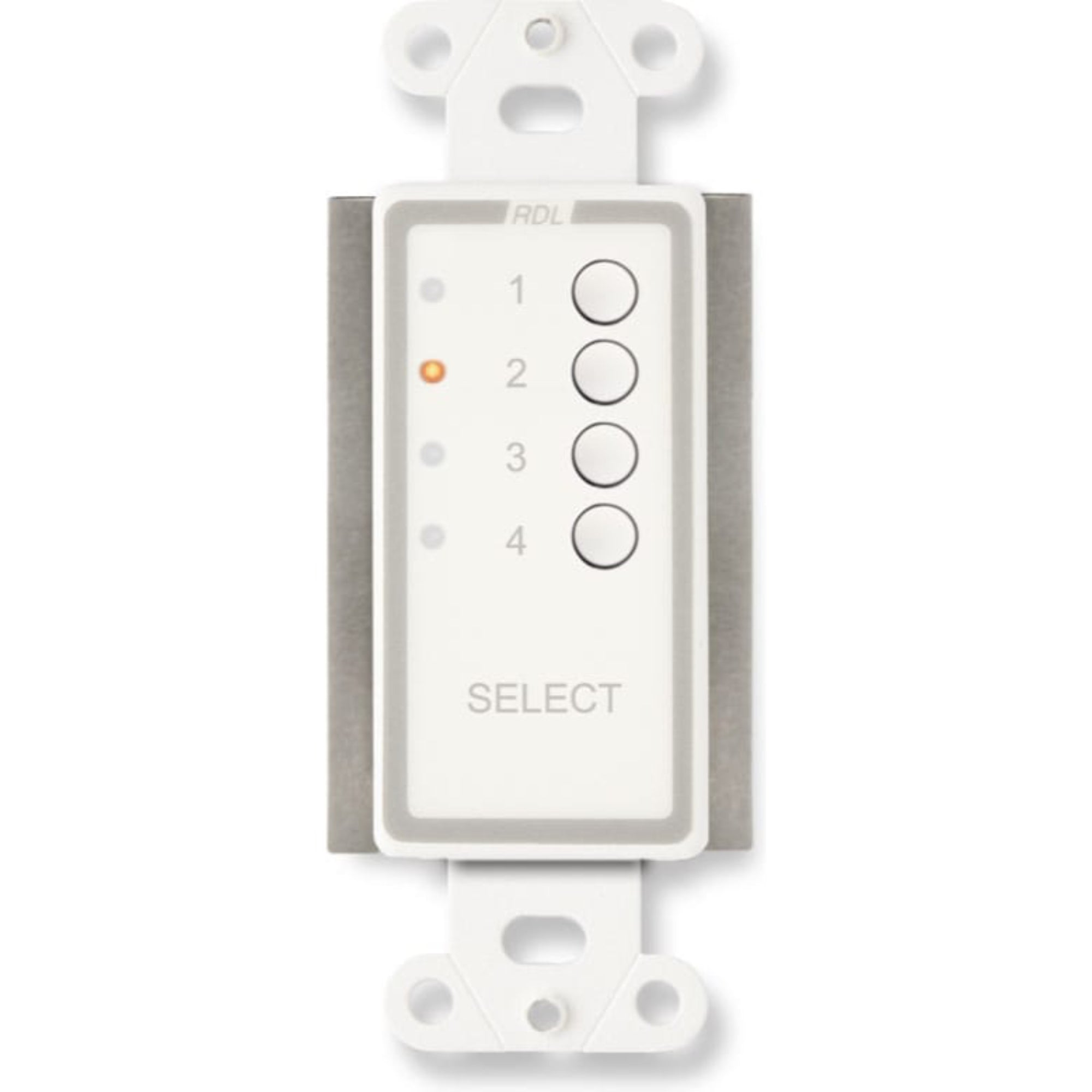 RDL D-RCS4 Remote Channel Selector on Decora Plate (White)