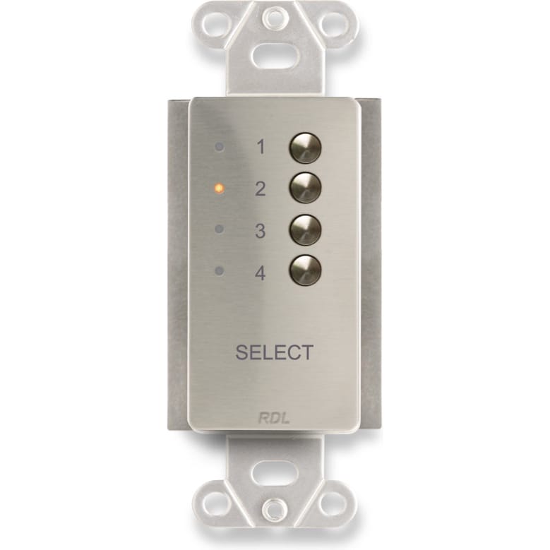 RDL DS-RC4RU 4 Channel Remote Control on Decora Plate (Stainless Steel)