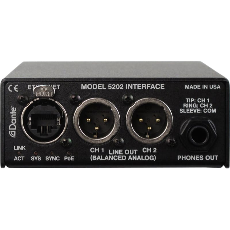 Studio Technologies Model 5202 Dante to Phones and Line Output Interface
