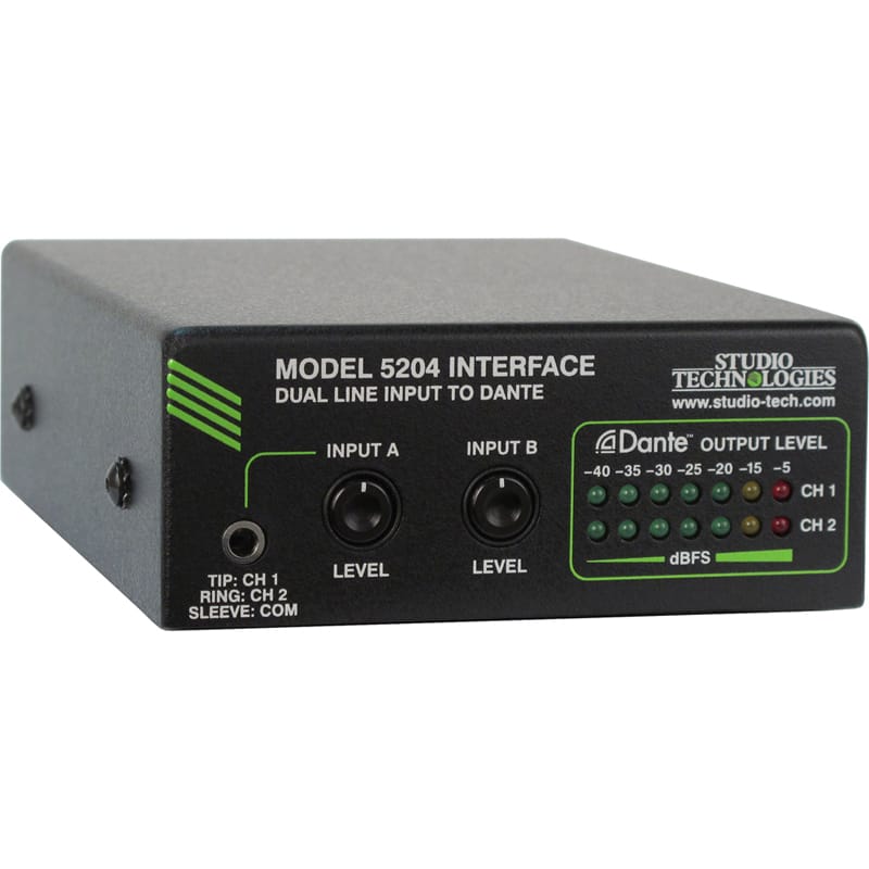 Studio Technologies Model 5204 Dual Line Input to Dante Interface