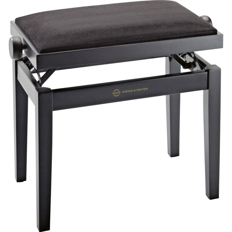 K&M Stands 13900 Piano Bench (Black Matte, Black Velvet)