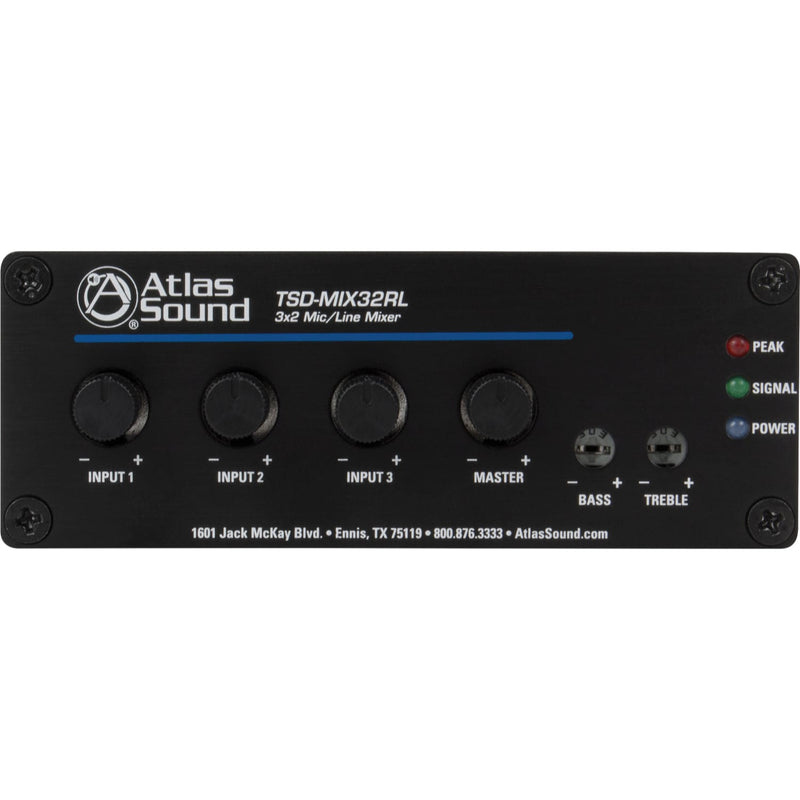 AtlasIED TSD-MIX32RL 3 x 2 Stereo Line Mixer with Remote Level