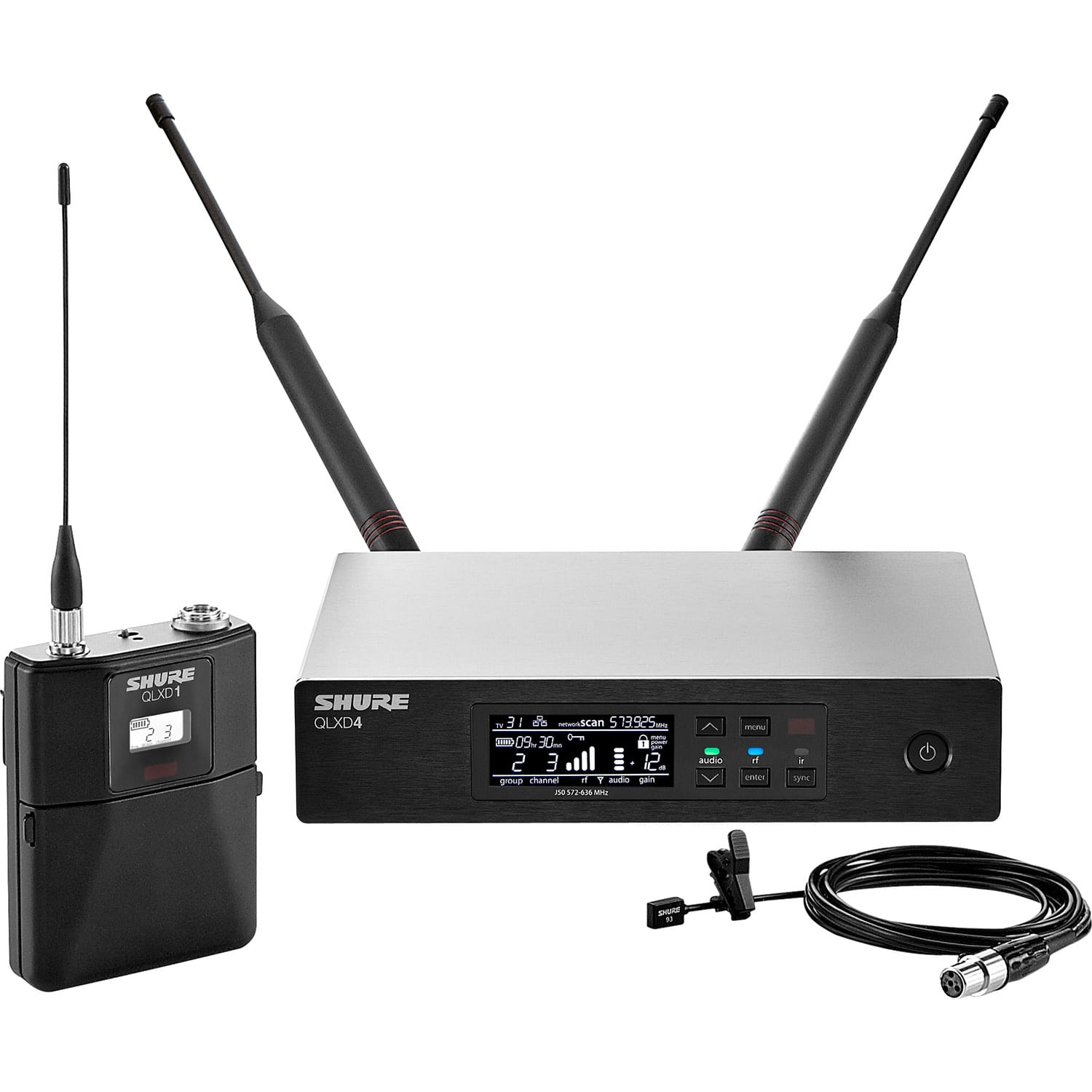 Shure QLXD14/93 Digital Wireless Lavalier Microphone System (H50, 534-598 MHz)
