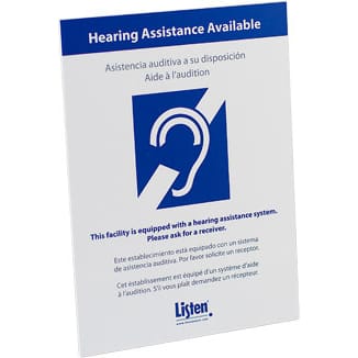 Listen Technologies LA-303 Multi-Lingual Assistive Listening Notification Sign