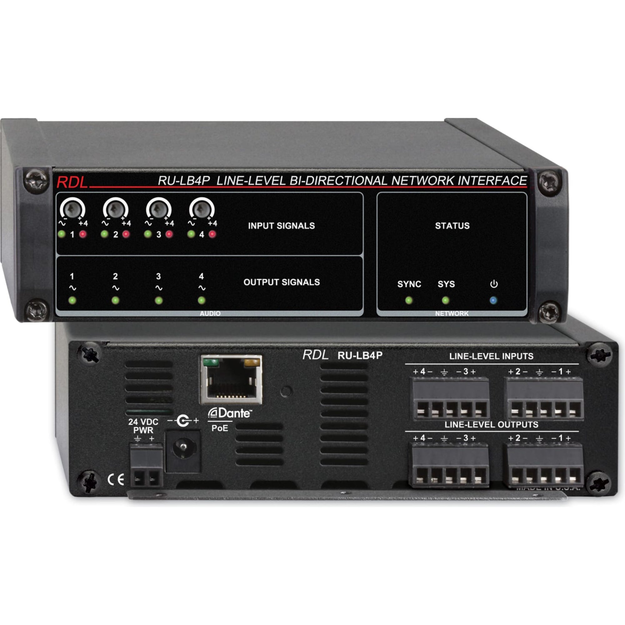 RDL RU-LB4P Line-Level Bi-Directional Network Interface with PoE