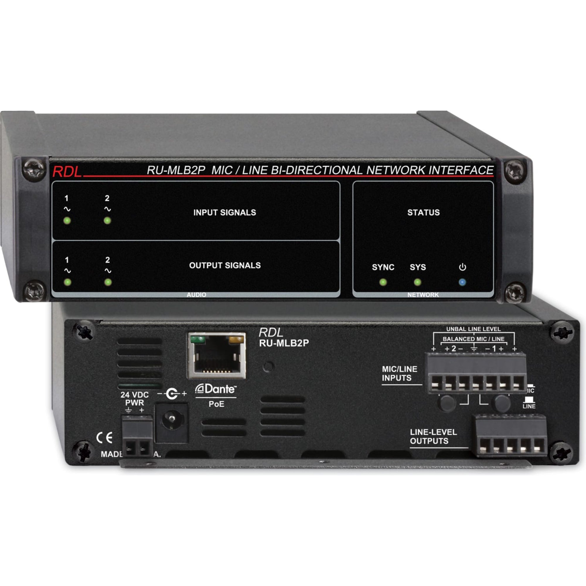 RDL RU-MLB2P Mic/Line Bi-Directional Network Interface with PoE