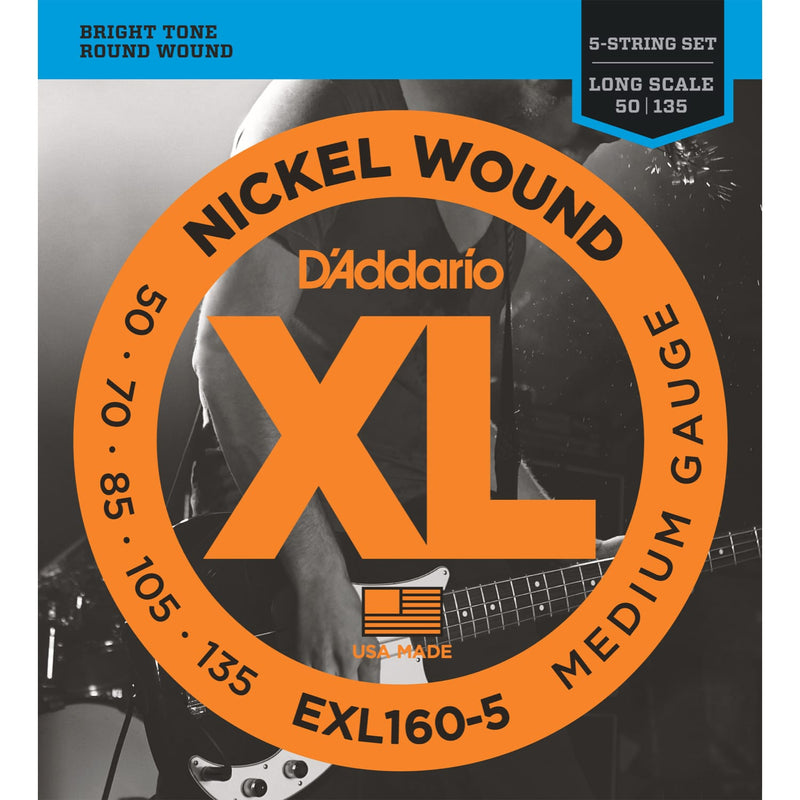 D'Addario EXL160-5 5-String Bass Guitar Strings (50-135)