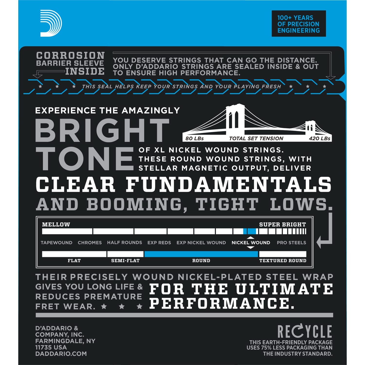 D'Addario EXL170 Bass Guitar Strings (45-100)