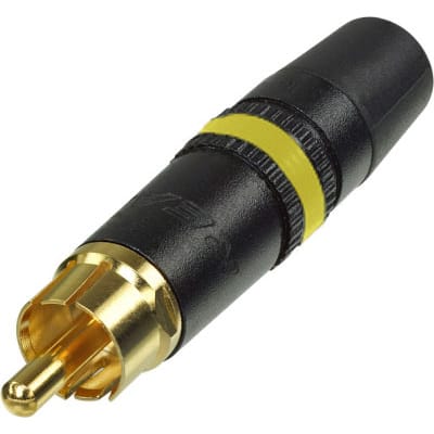 Neutrik Rean NYS373-4 Male RCA Phono Plug (Black/Gold/Yellow)