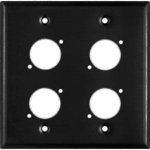 Whirlwind WP2B/4NDH 2-Gang Wall Plate Punched for 4 Neutrik XLR Terminals (Black)