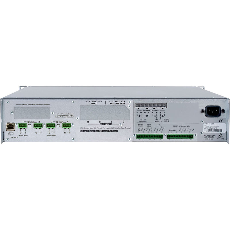 Ashly ne4250.25pe 4-Channel Network Amplifier with Protea DSP (4 x 250W @ 25V)