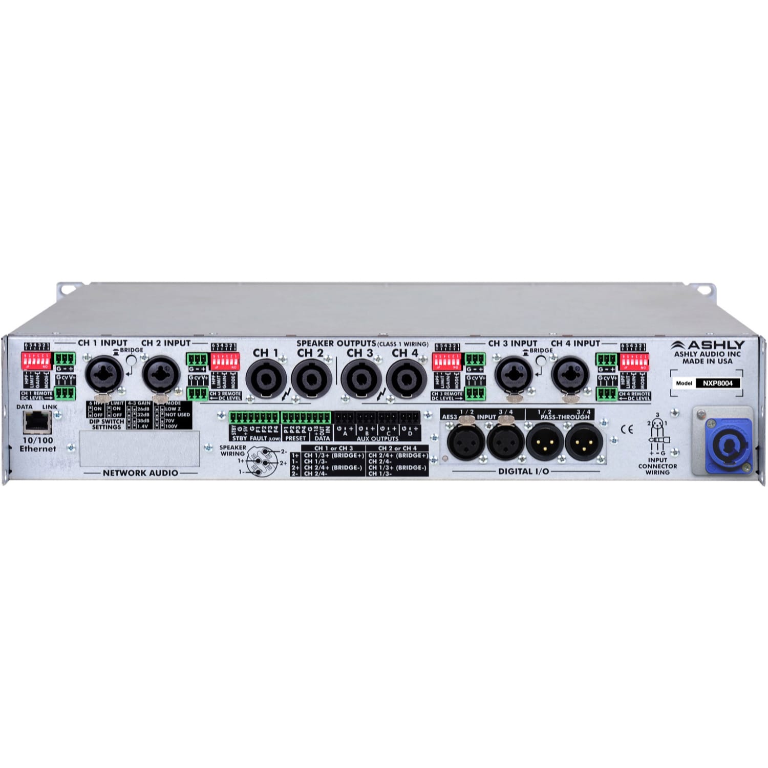 Ashly nXp8004 Network Multi-Mode Power Amplifier with Protea DSP (4 x 800W)