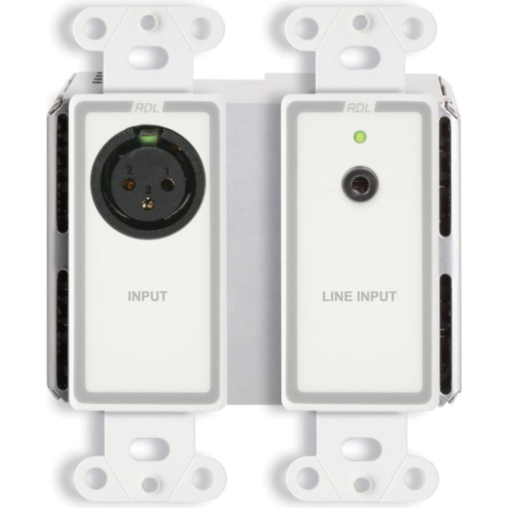 RDL DD-BN2ML Bi-Directional Mic/Line Dante Interface 2x2 on Decora Plate (White)