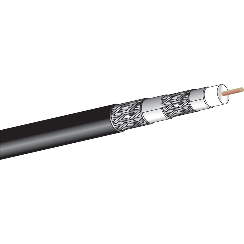 West Penn 6300 RG6/U Type Quad-Shield CATV Coaxial Cable (Black, By the Foot)