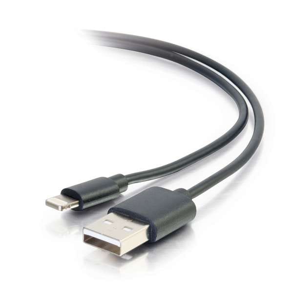 C2G USB A Male to Lightning Male Sync and Charging Cable - Black (3.3'/1m)