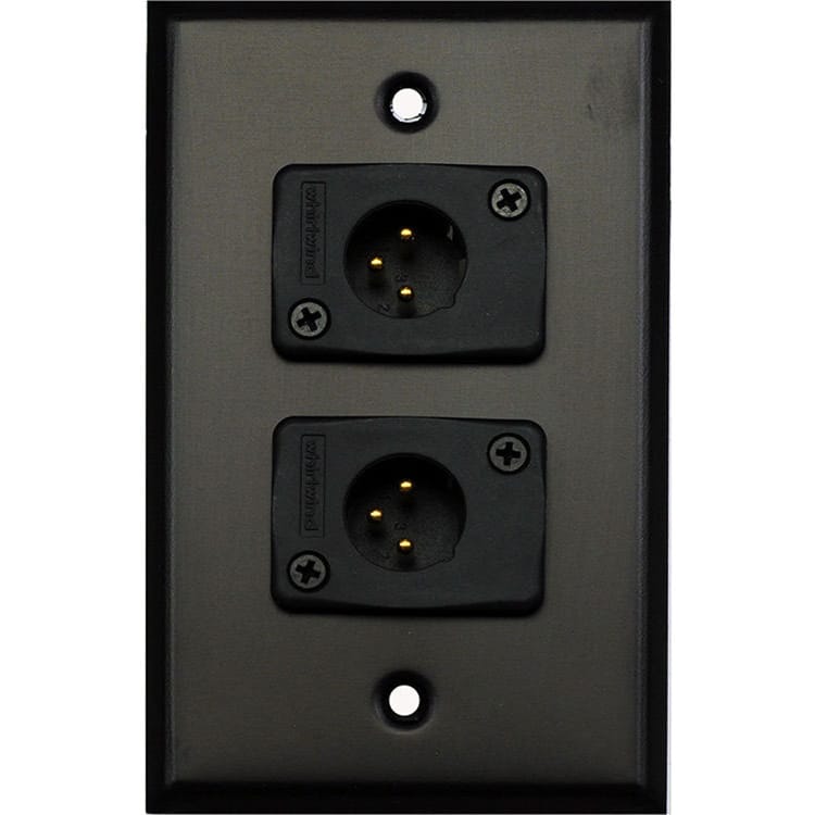 Whirlwind WP1B/2MW Wallplate for 2 Whirlwind WC3M Male XLRs