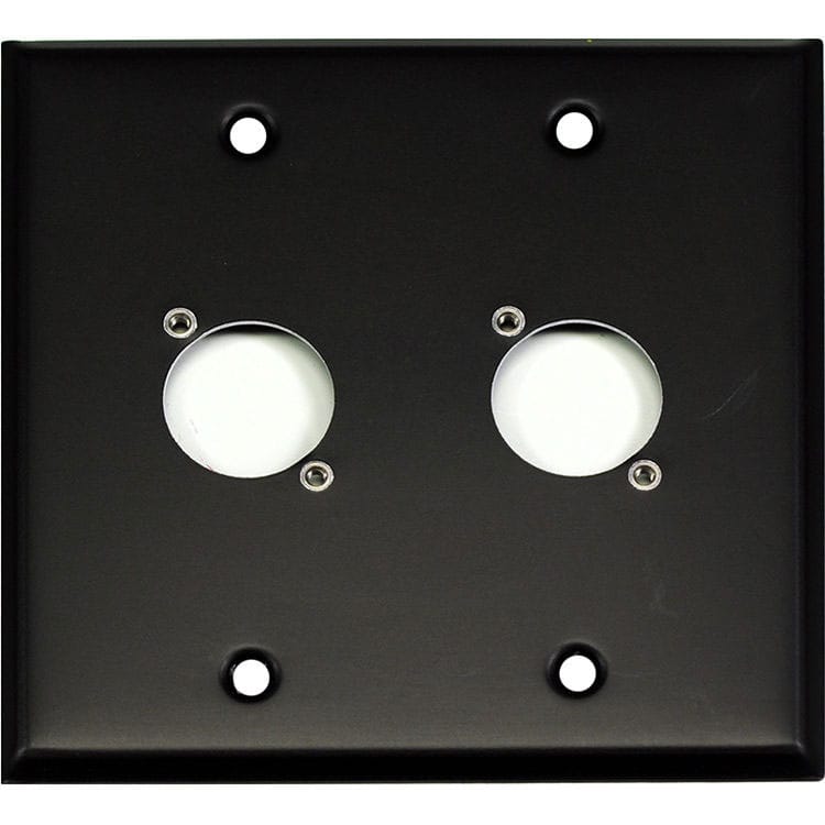 Whirlwind WP2B/2NDH 2-Gang Wall Plate Punched for 2 Neutrik XLR Terminals (Black)