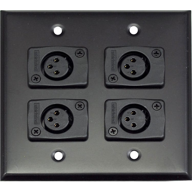 Whirlwind WP2B/4FW Wallplate for 4 Whirlwind WC3F Female XLRs