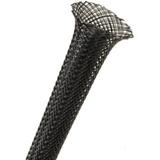 Techflex Flexo PET Expandable Braided Sleeving (1" Black, By the Foot)