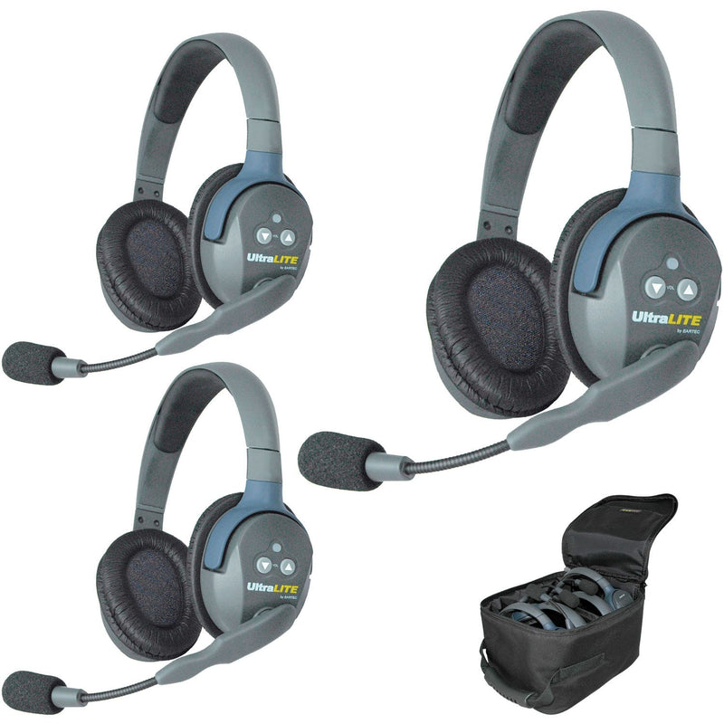 Eartec UL3D UltraLITE 3-Person Wireless Intercom System (3 Dual-Ear)