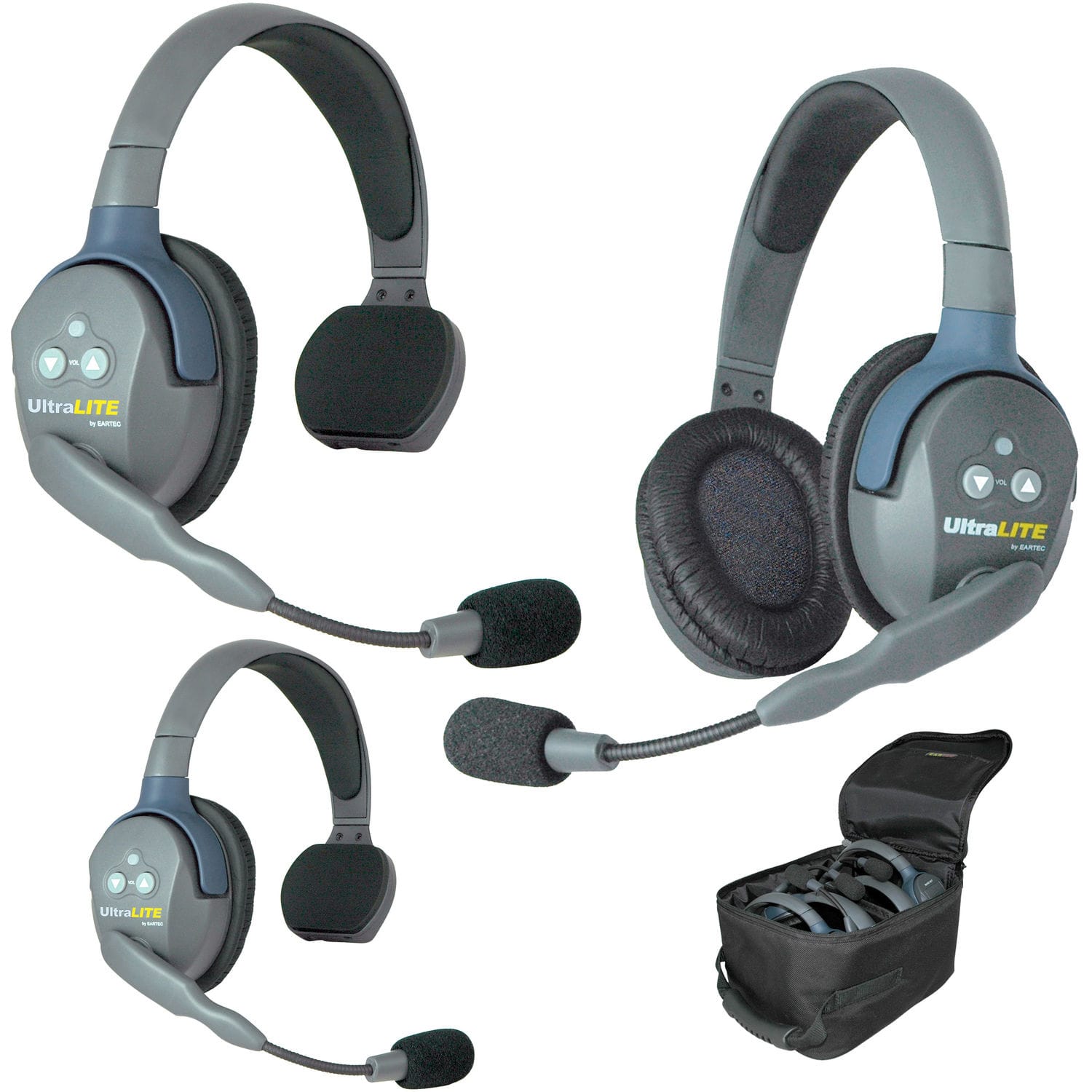 Eartec UL321 UltraLITE 3-Person Wireless Intercom System (2 Single-Ear, 1 Dual-Ear)