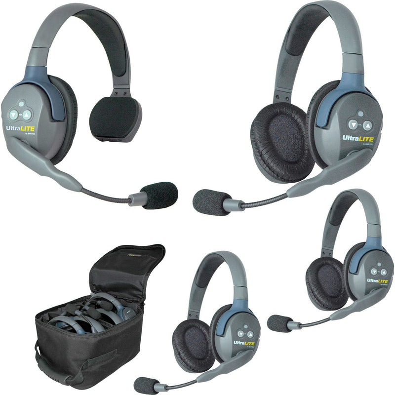 Eartec UL413 UltraLITE 4-Person Wireless Intercom System (1 Single-Ear, 3 Dual-Ear)