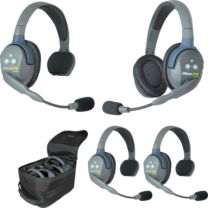 Eartec UL431 UltraLITE 4-Person Wireless Intercom System (3 Single-Ear, 1 Dual-Ear)