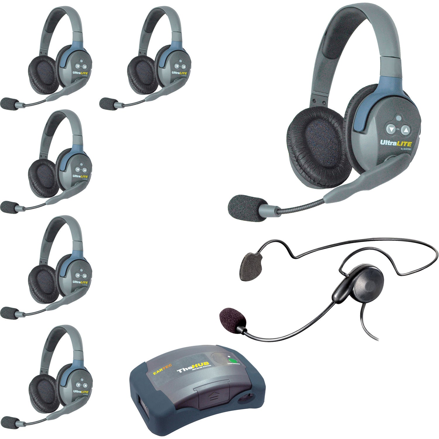 Eartec HUB7DCYB 7-Person HUB Intercom System (6 Double UltraLITE & 1 Cyber)