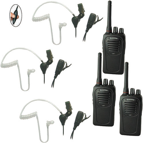 Eartec SC-1000 Scrambler PLUS Two-Way Radio System with Secret Service Style Headsets (3 User)