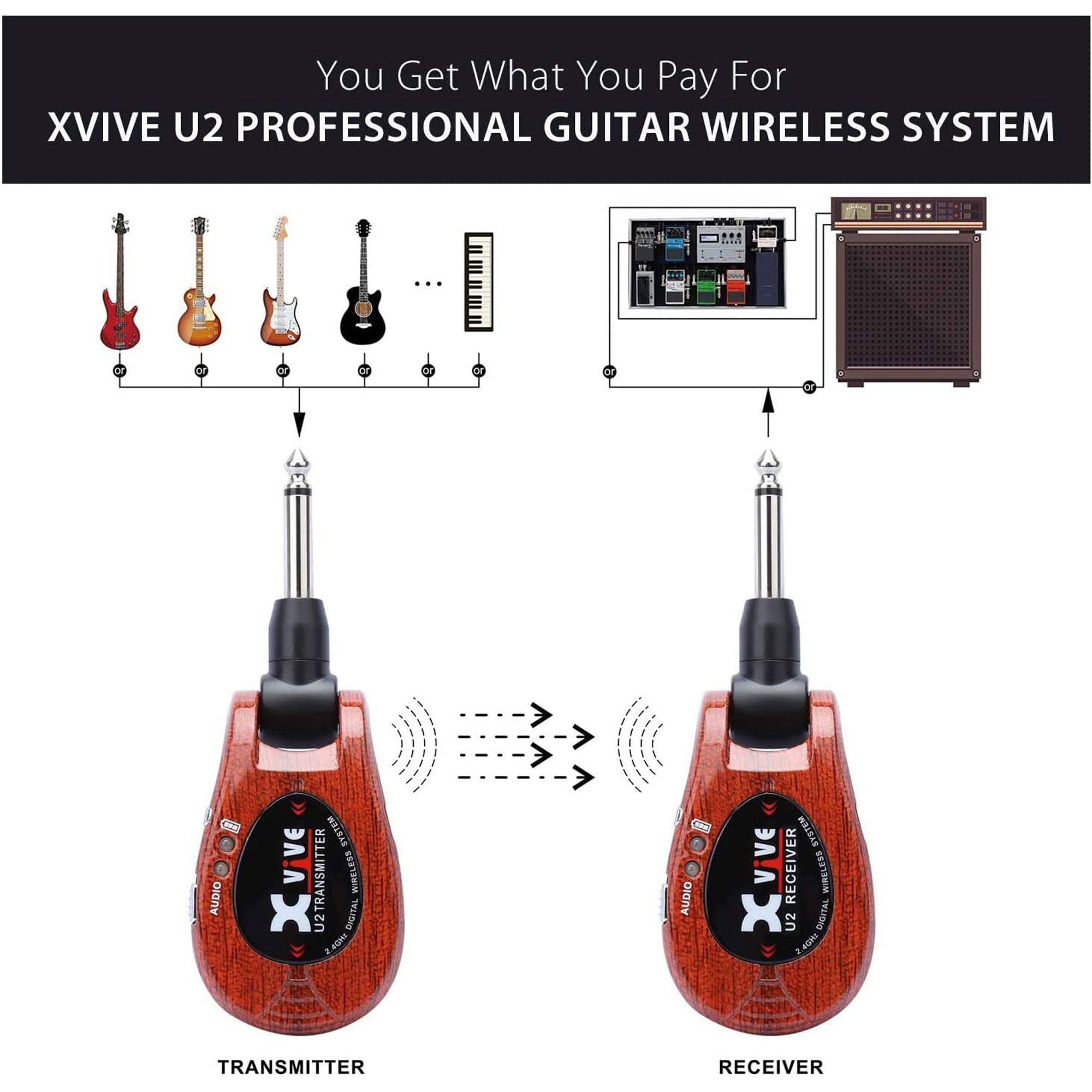 Xvive Audio U2 Digital Wireless System for Electric Guitars (Redwood, 2.4 GHz)