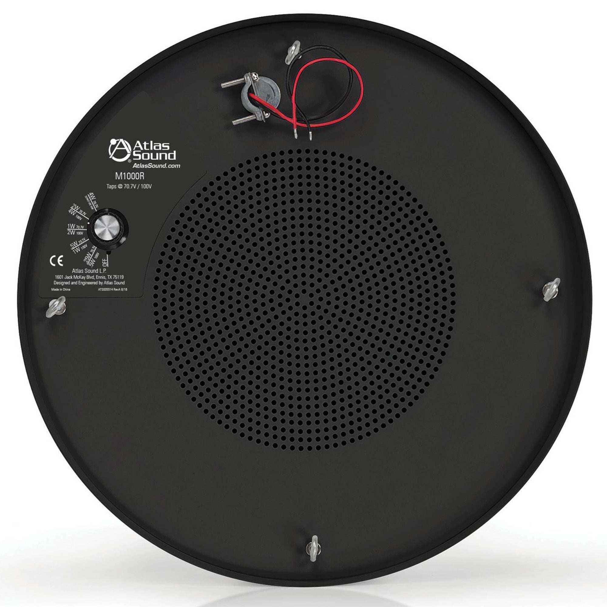 AtlasIED M1000R 8" Dual Cone Sound Masking Speaker with 4W 70V Transformer & Enclosure (Black)