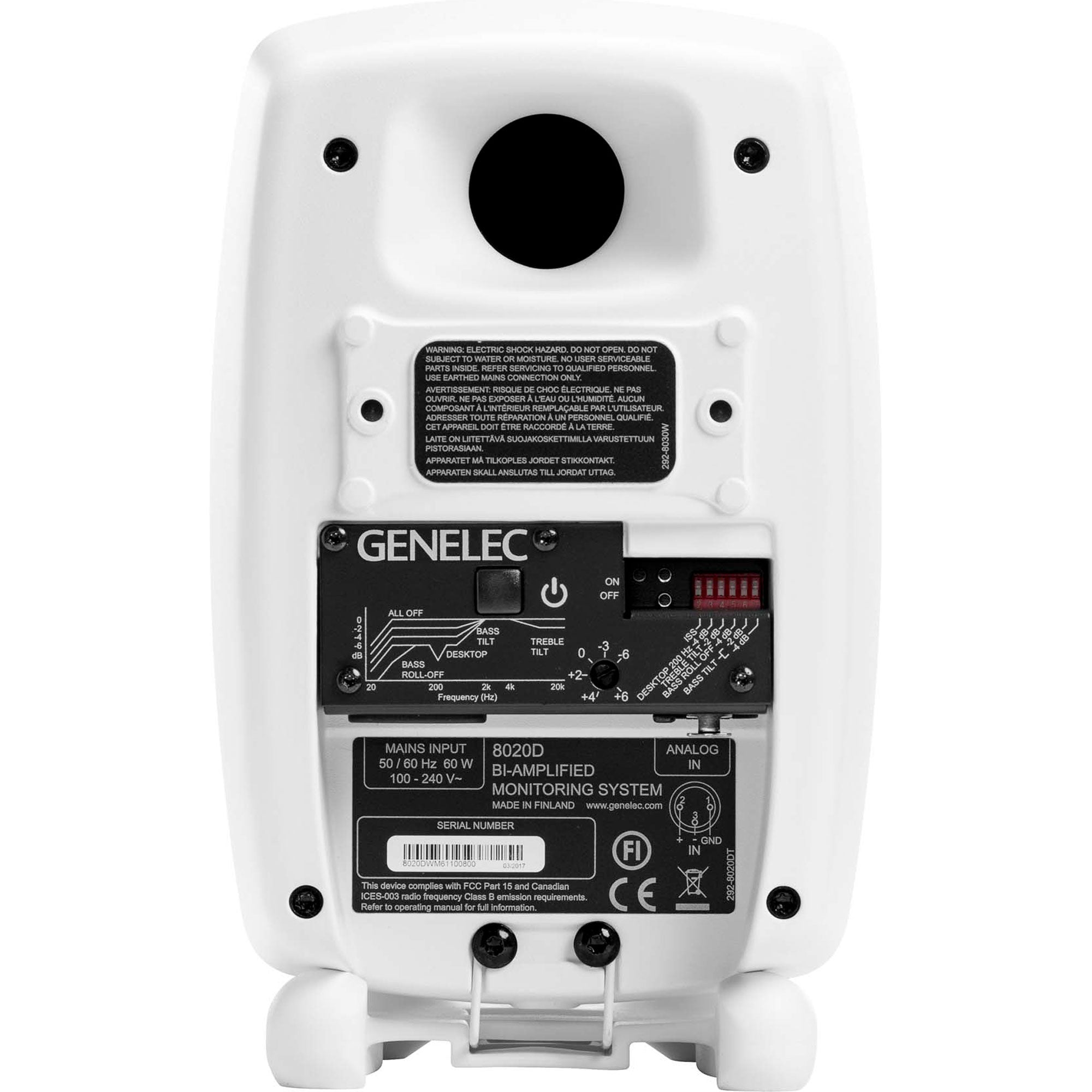 Genelec 8020D Two-Way 4" Active Studio Monitor (Single, White)