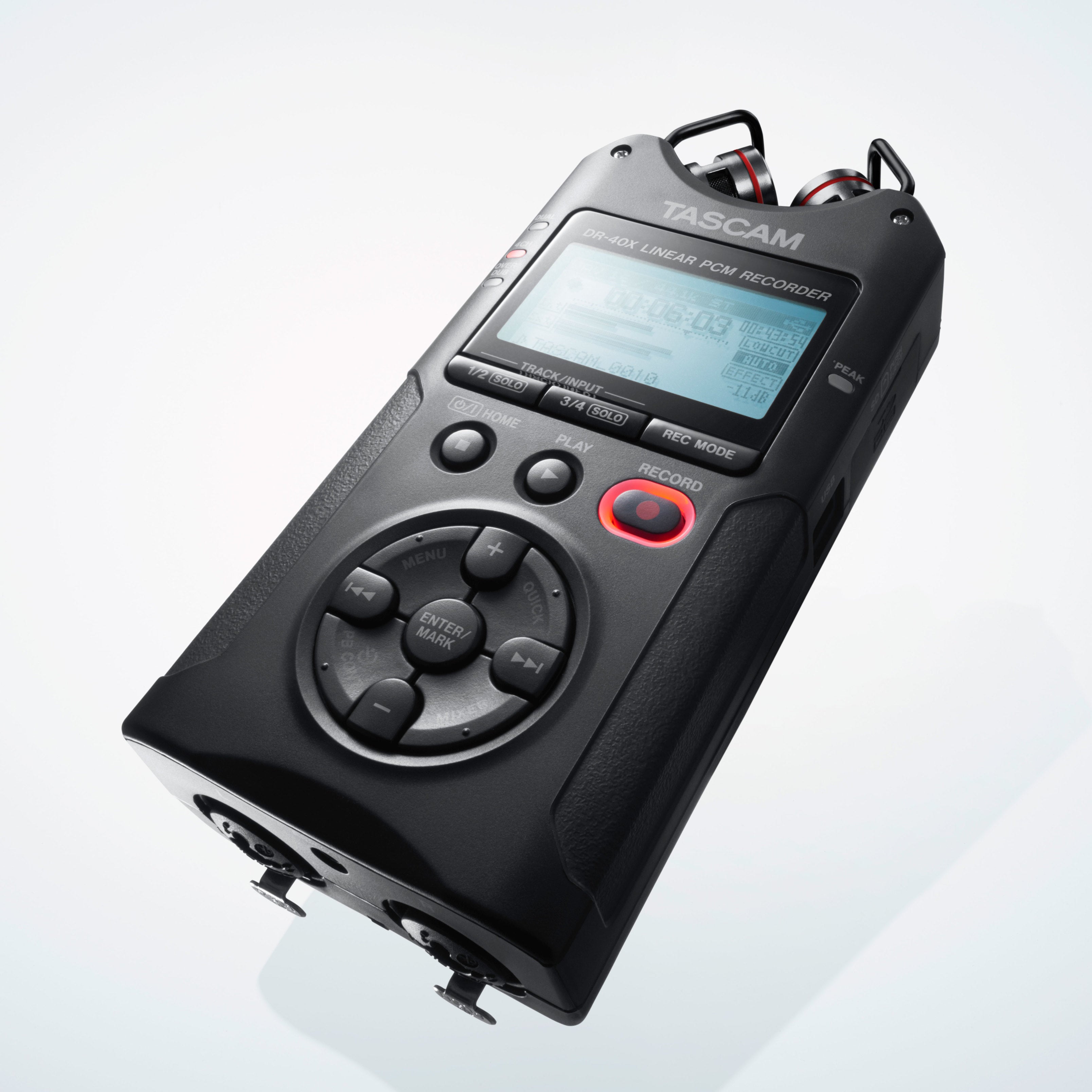 Tascam DR-40X 4-Channel / 4-Track Portable Audio Recorder with Adjustable Stereo Microphone