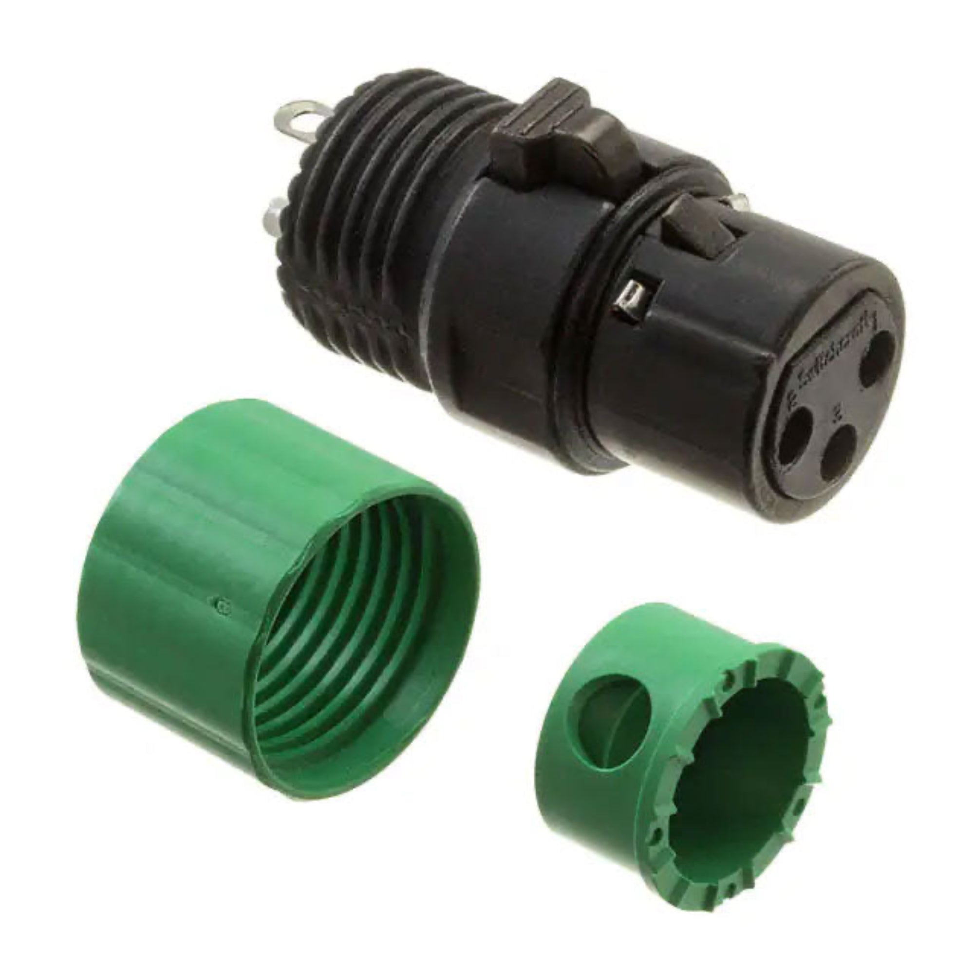 Switchcraft AAA3FBGGLP Low Profile Right-Angle Female 3-Pin XLR Cable Connector (Green, 10 Pack)